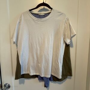 Zara Patchwork Tie-Back Tee – Size L